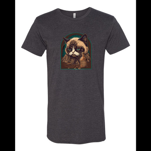 BELLA CANVAS MEN'S LONG BODY URBAN TEE 3006 Minimalistic illustration of character of cat. Bad morning